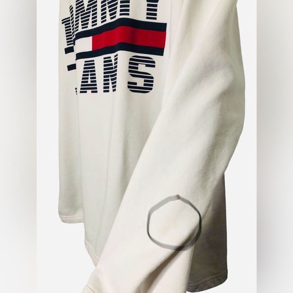 VTG 90s Tommy Hilfiger Sweatshirt Flag Spell Out Signature Jeans Sport Shirt XXL - Picture 12 of 12